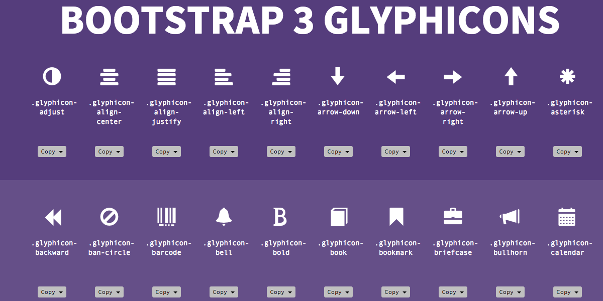 Bootstrap 3 Glyphicons Cheat Sheet