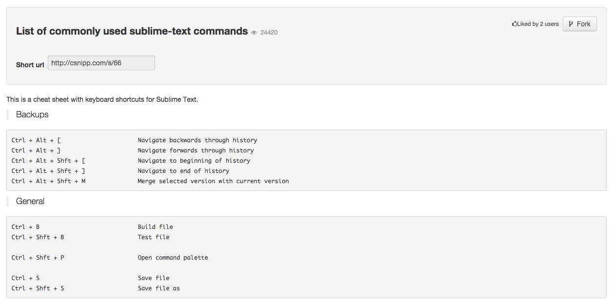 Sublime Text Cheat Sheet Win