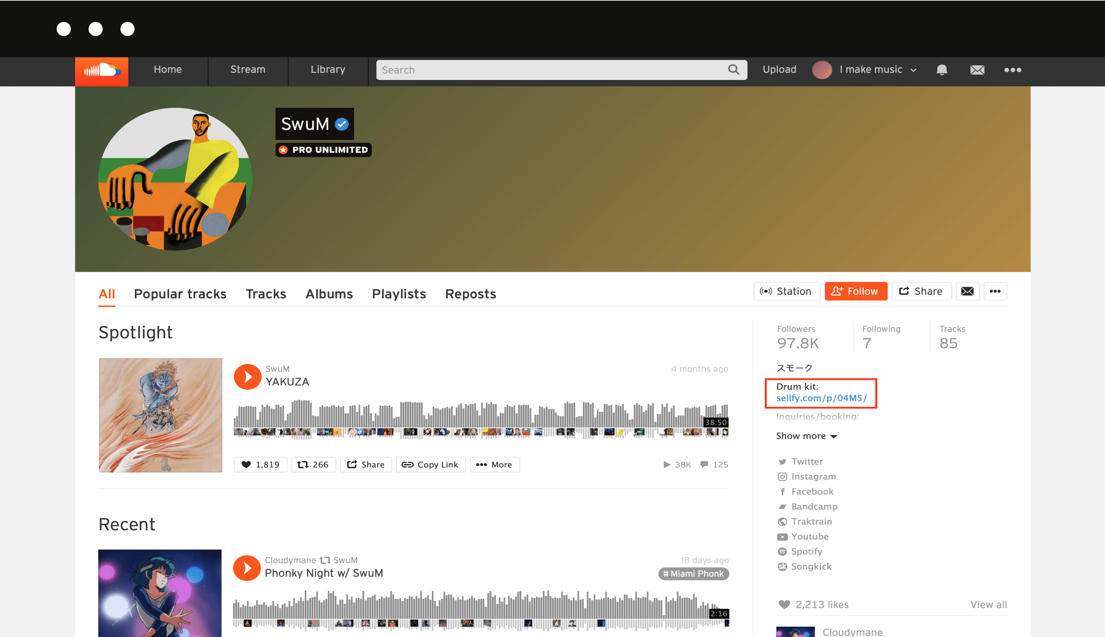 Promote Sellfy store on Soundcloud