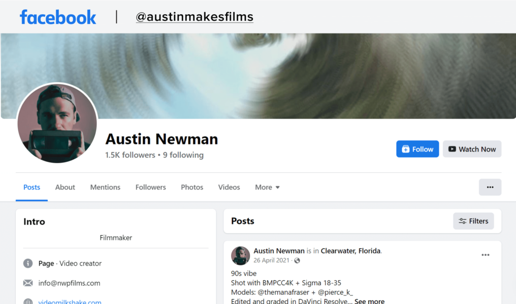 Austin Newman's Facebook page