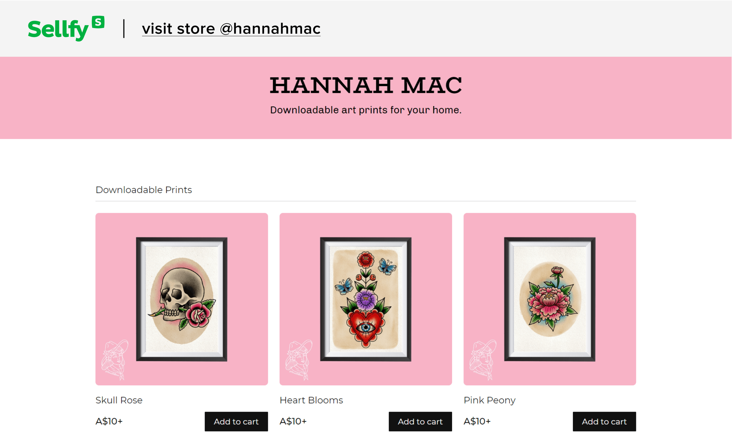 hannah mac sellfy store