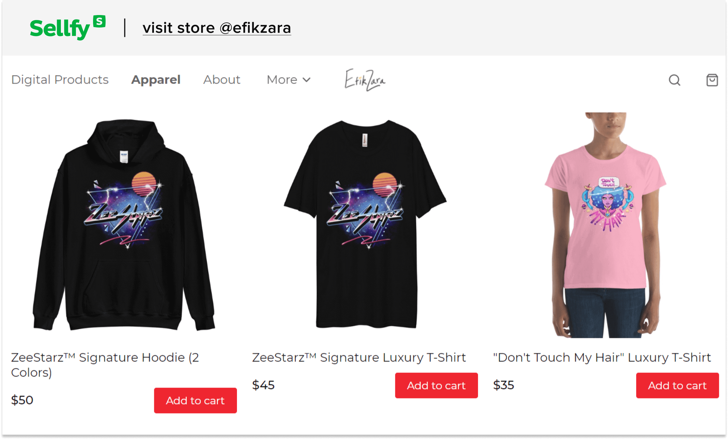 efikzara t-shirts