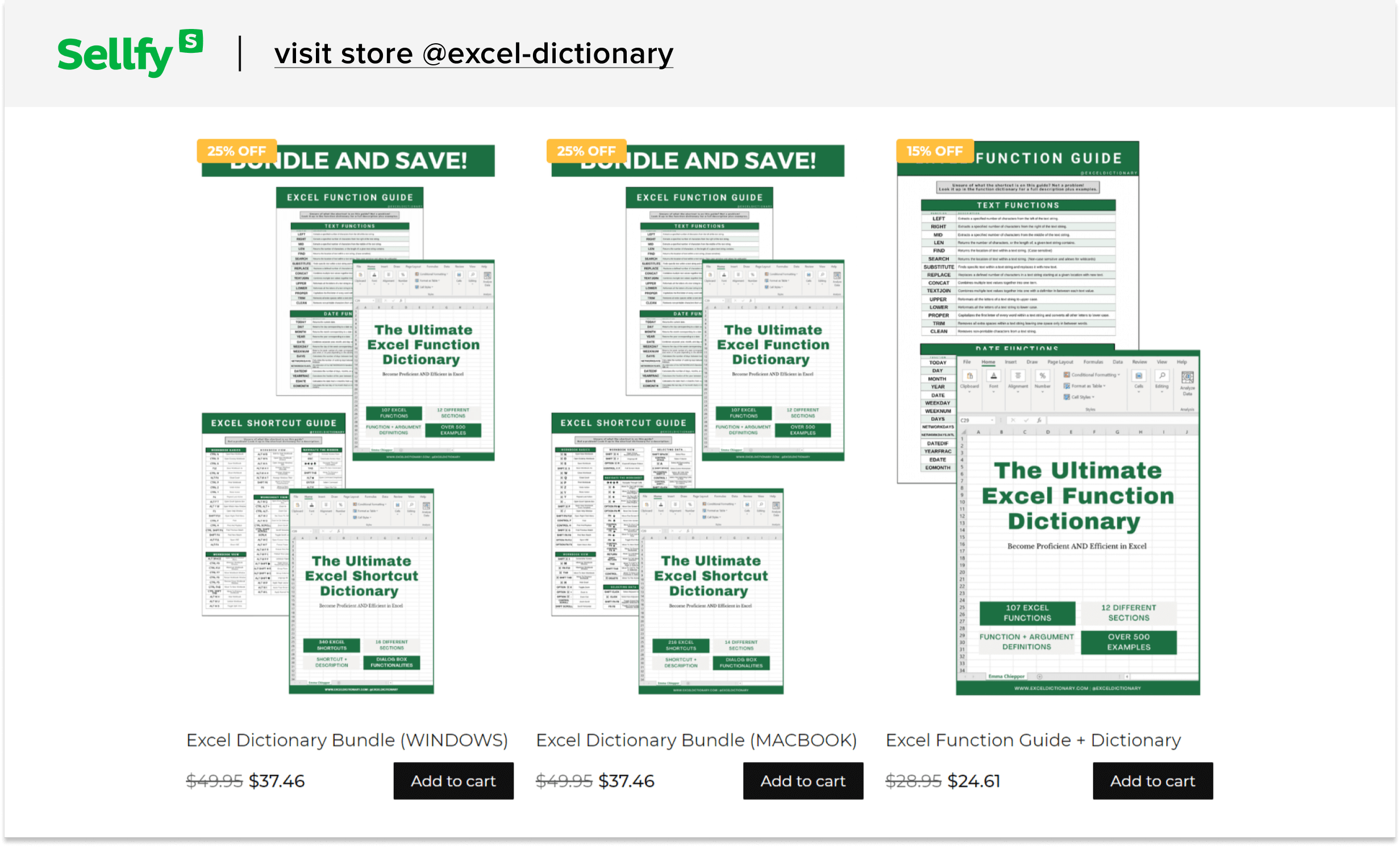 excel dictionary store