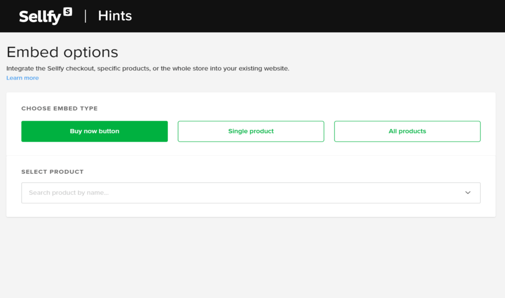 sellfy embed options