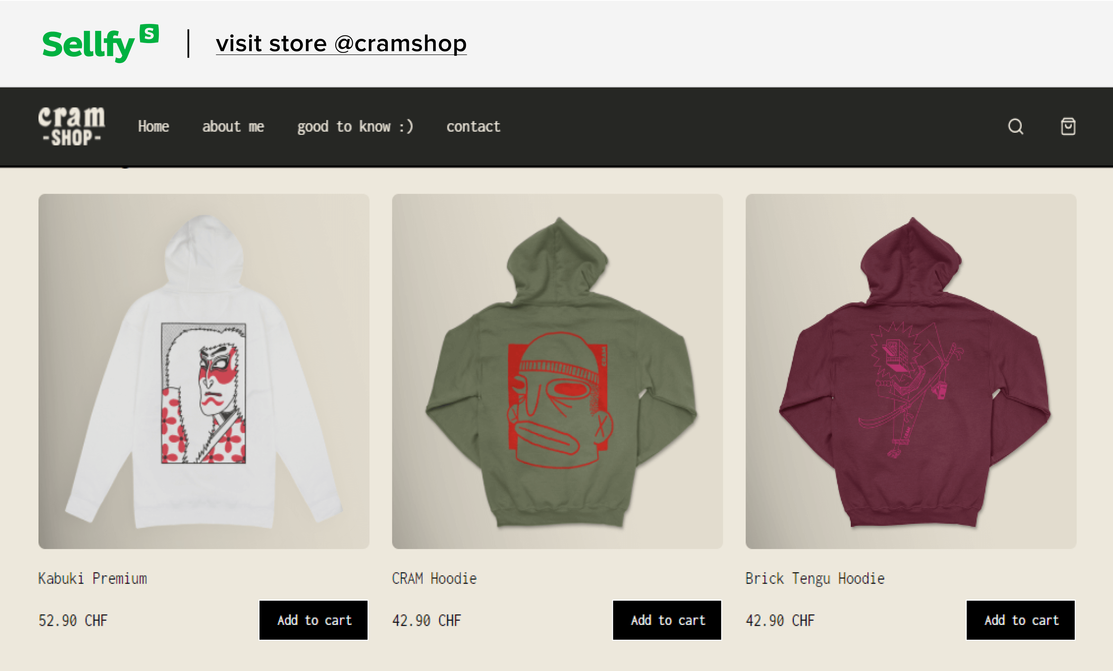 Sellfy creator selling merch