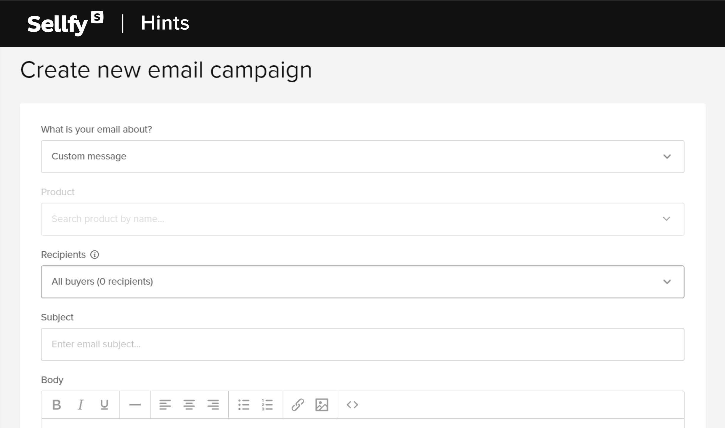 send emails with Sellfy