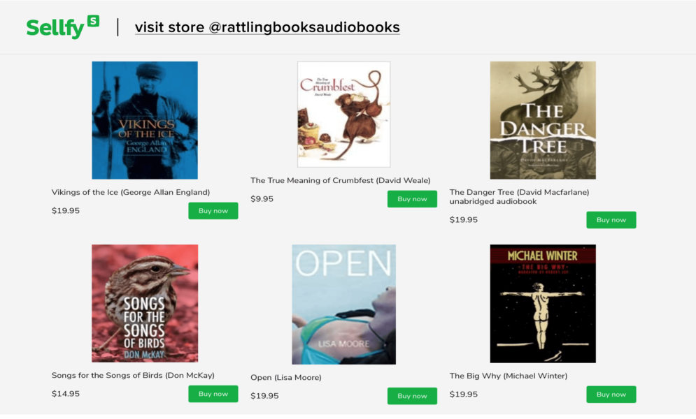 Sellfy audiobook store example