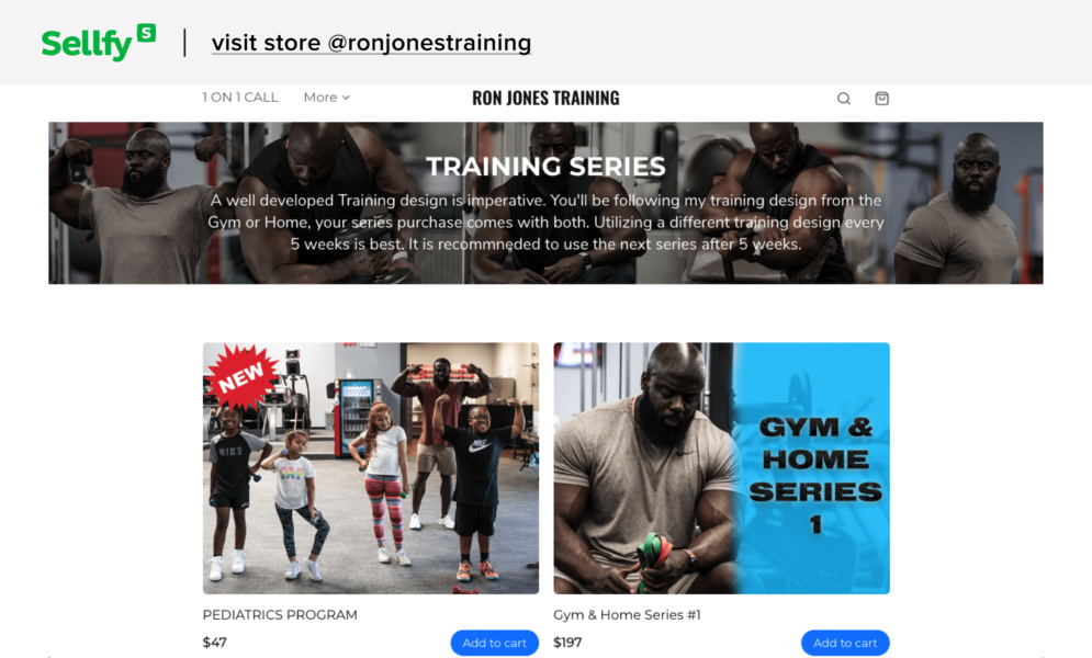 Workout videos Sellfy store