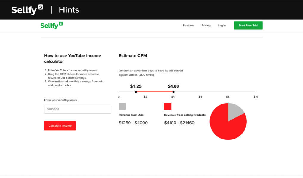 YouTube money calculator