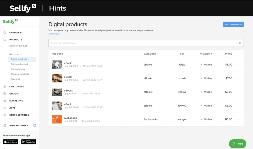 selling digital products with sellfy