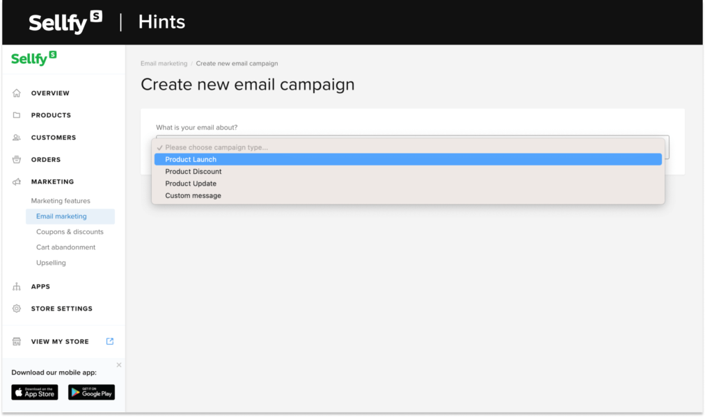 create new email campaign