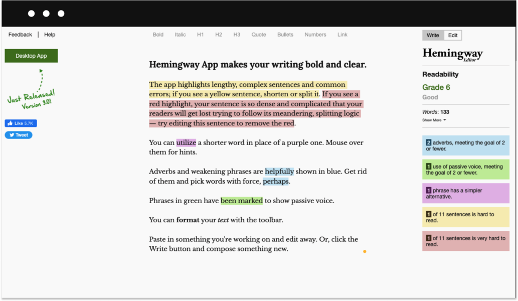 eBook creator software - Hemingway Editor