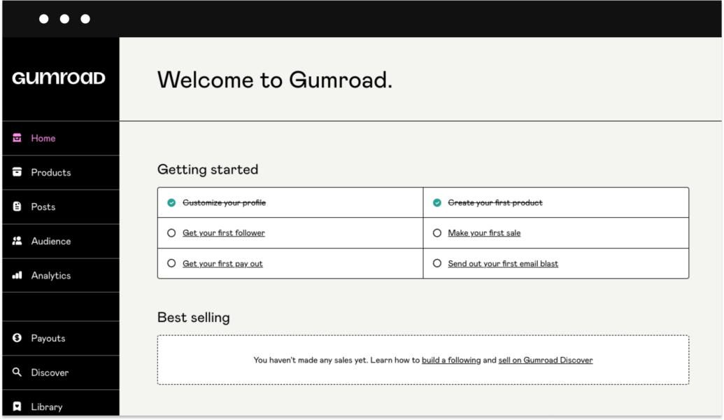 Gumroad interface