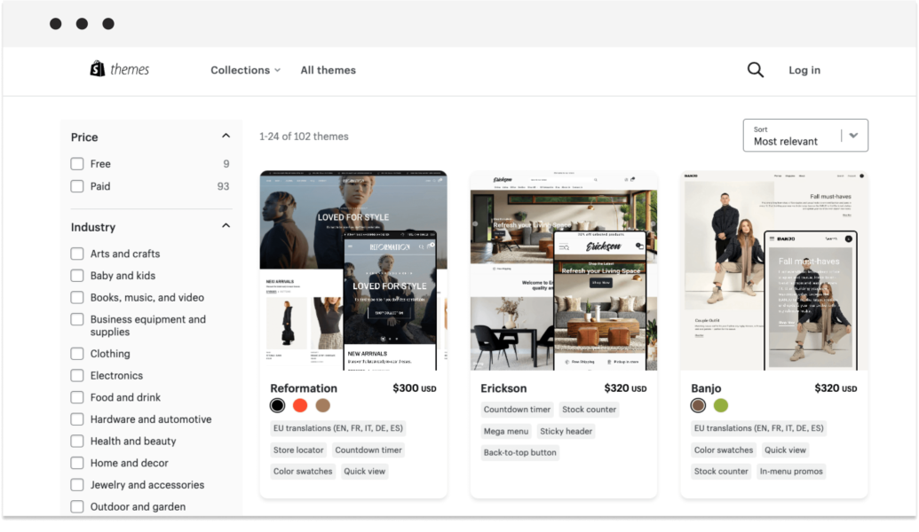 Shopify store themes