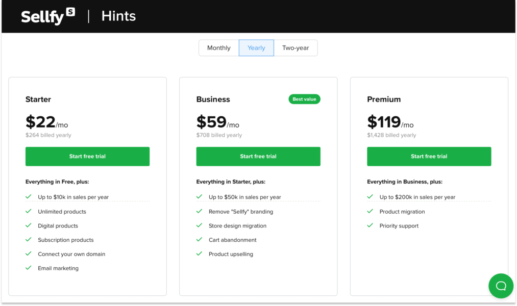 sellfy plans