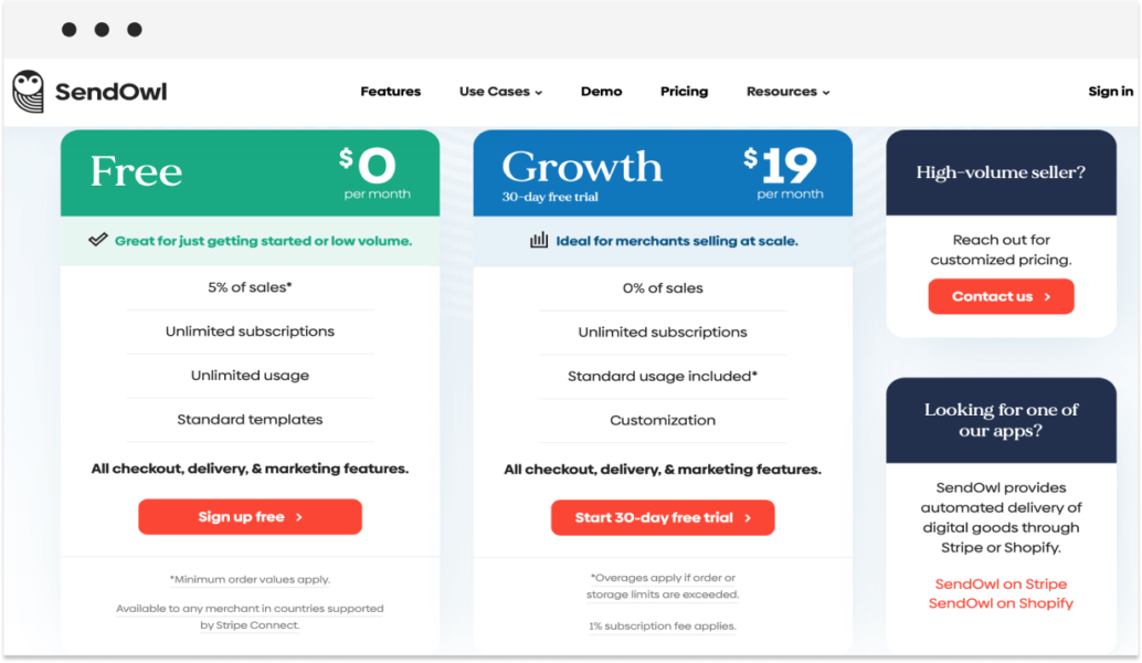 sendowl pricing plans