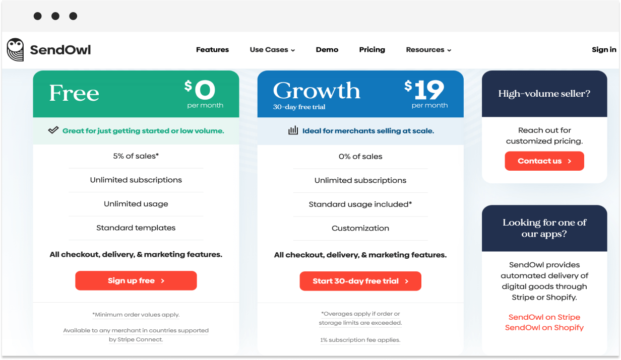 sendowl pricing plans-2