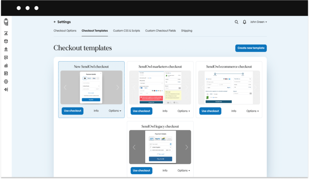 Sendowl checkout templates