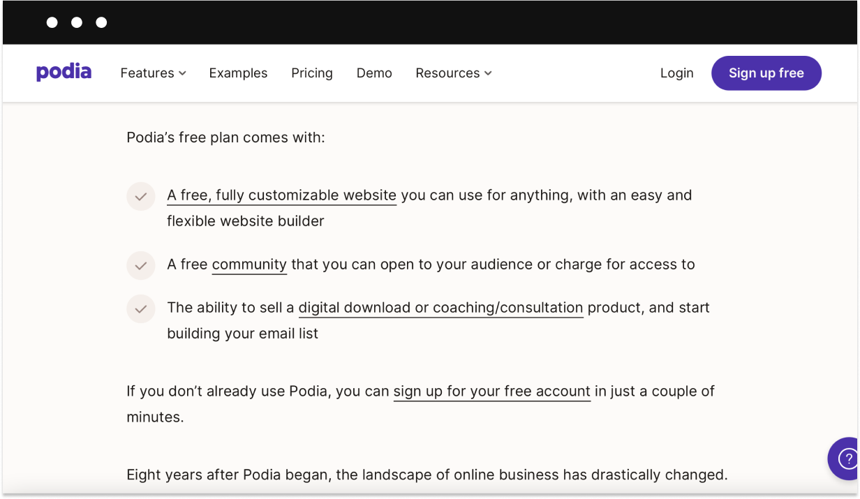 podia free plan