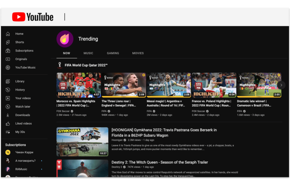 YouTUbe trending