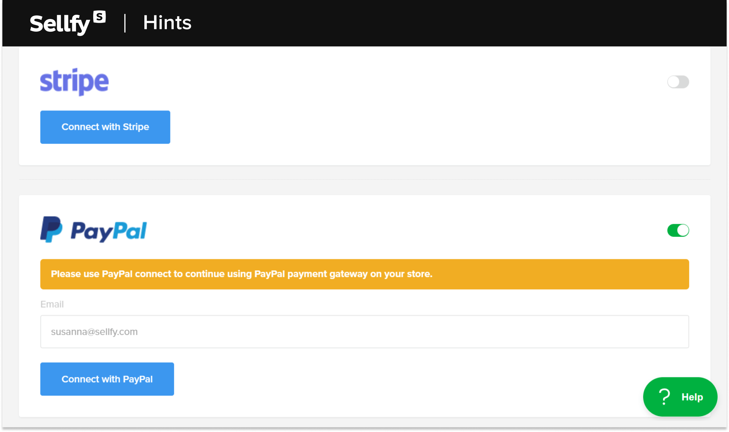 connect payment methods sellfy