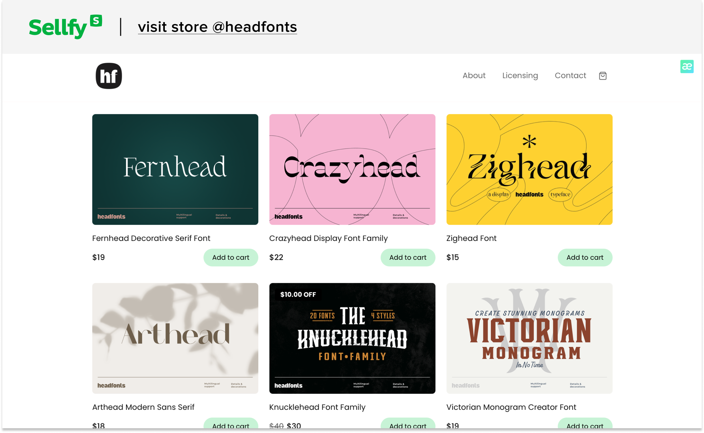 sellfy store headfonts