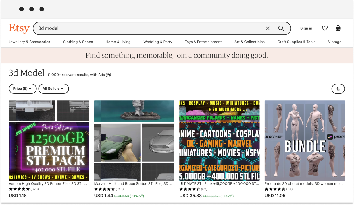etsy 3d models