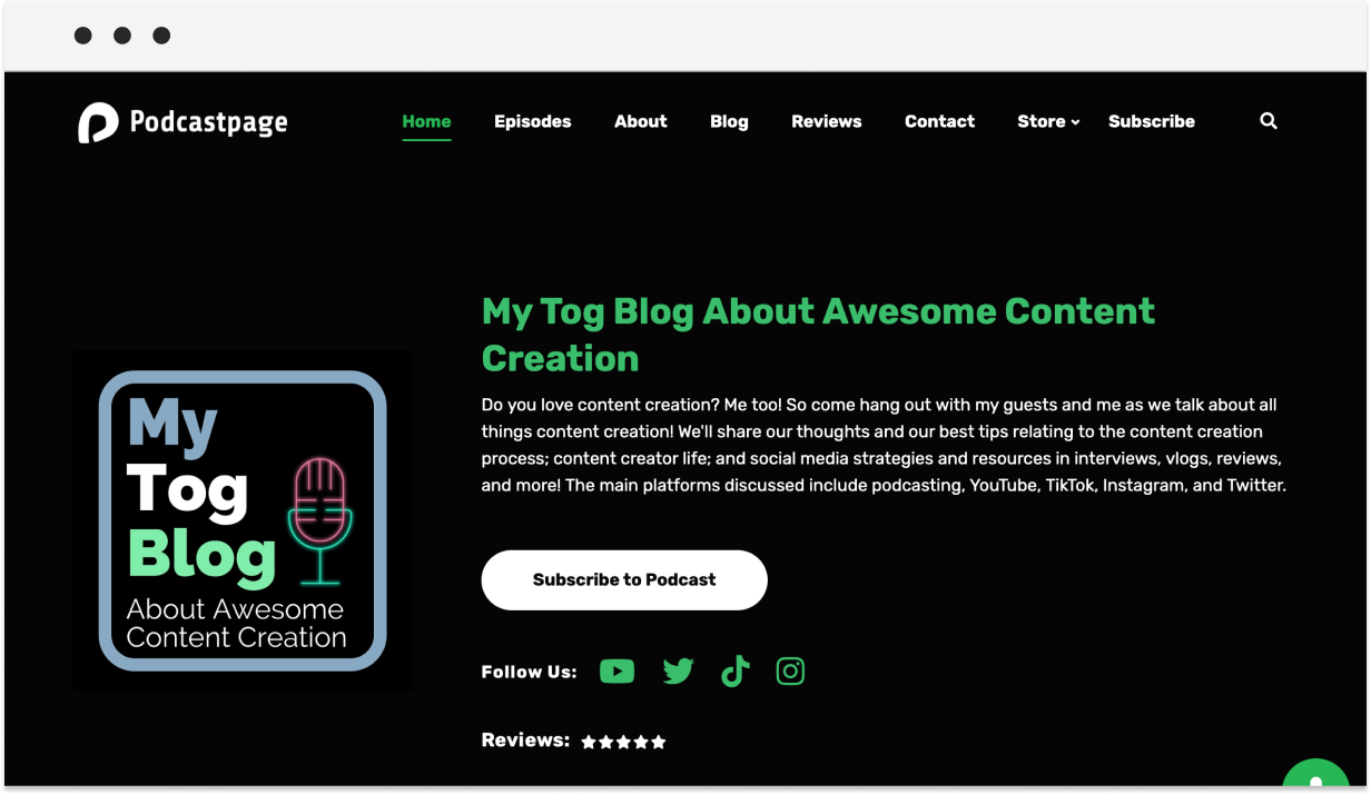 my tog blog about awesome content creation podcast