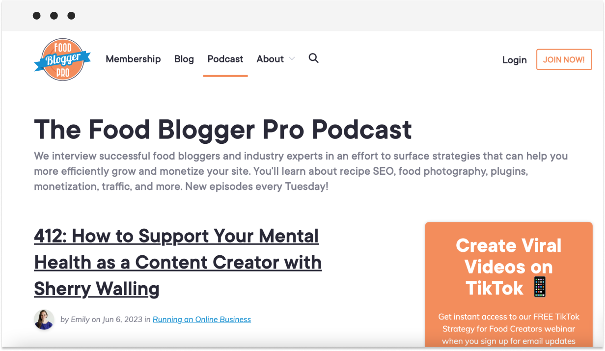 the food blogger pro podcast