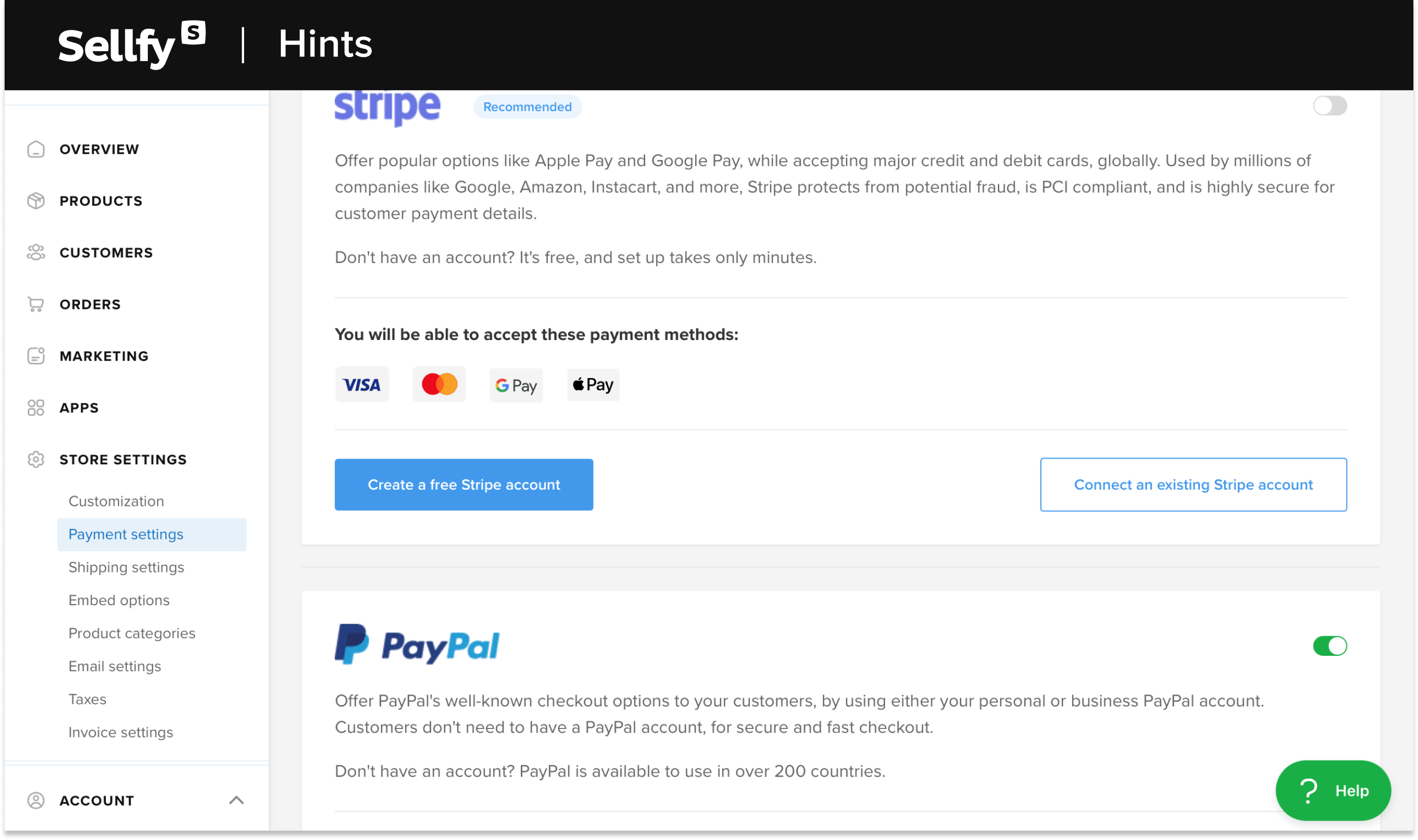 connect payment methods