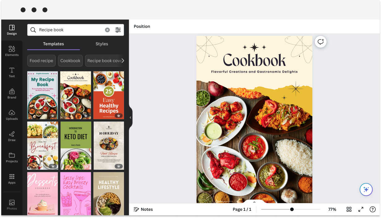 cookbook canva templates