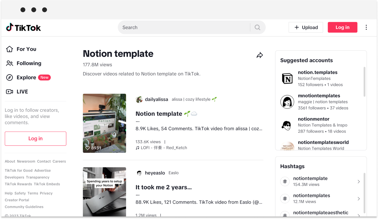 notion templates tiktok