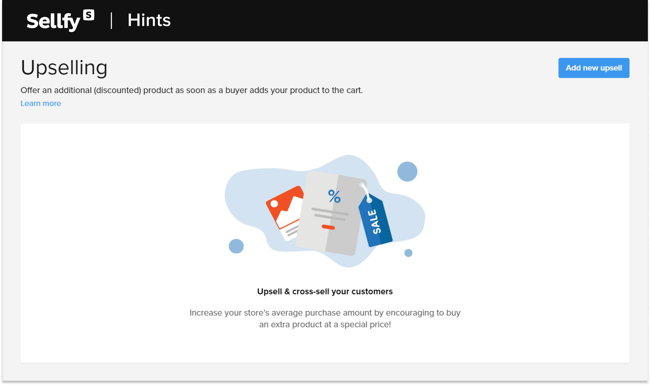sellfy hints upsell