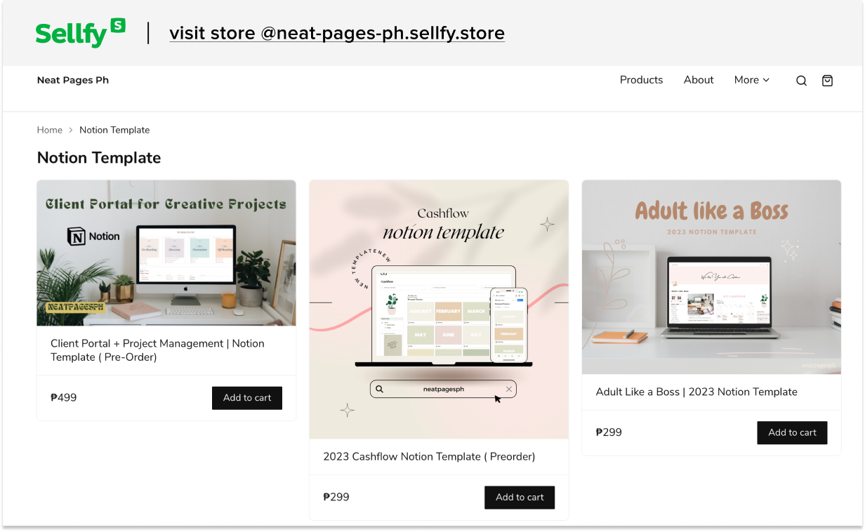 sellfy store neat pages ph