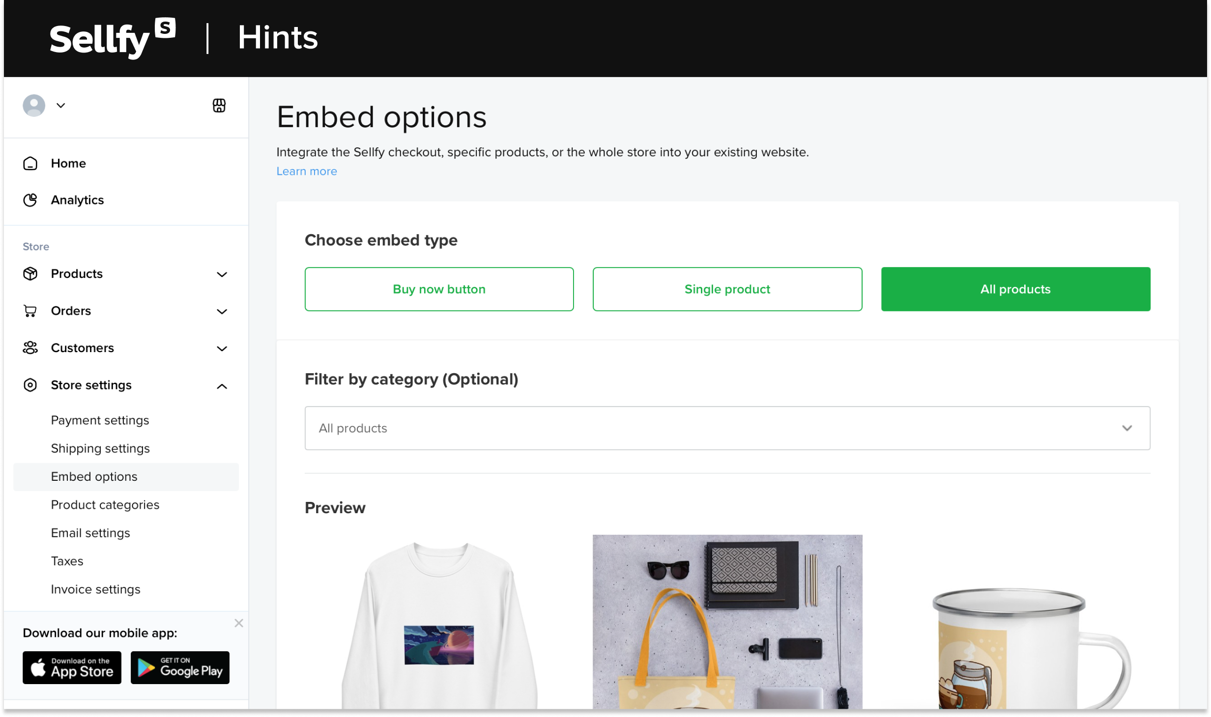 embed all products