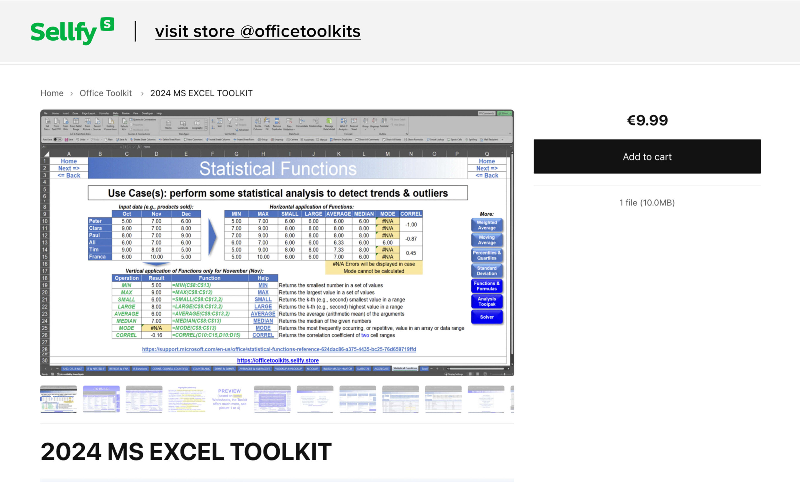 excel toolkit sellfy store